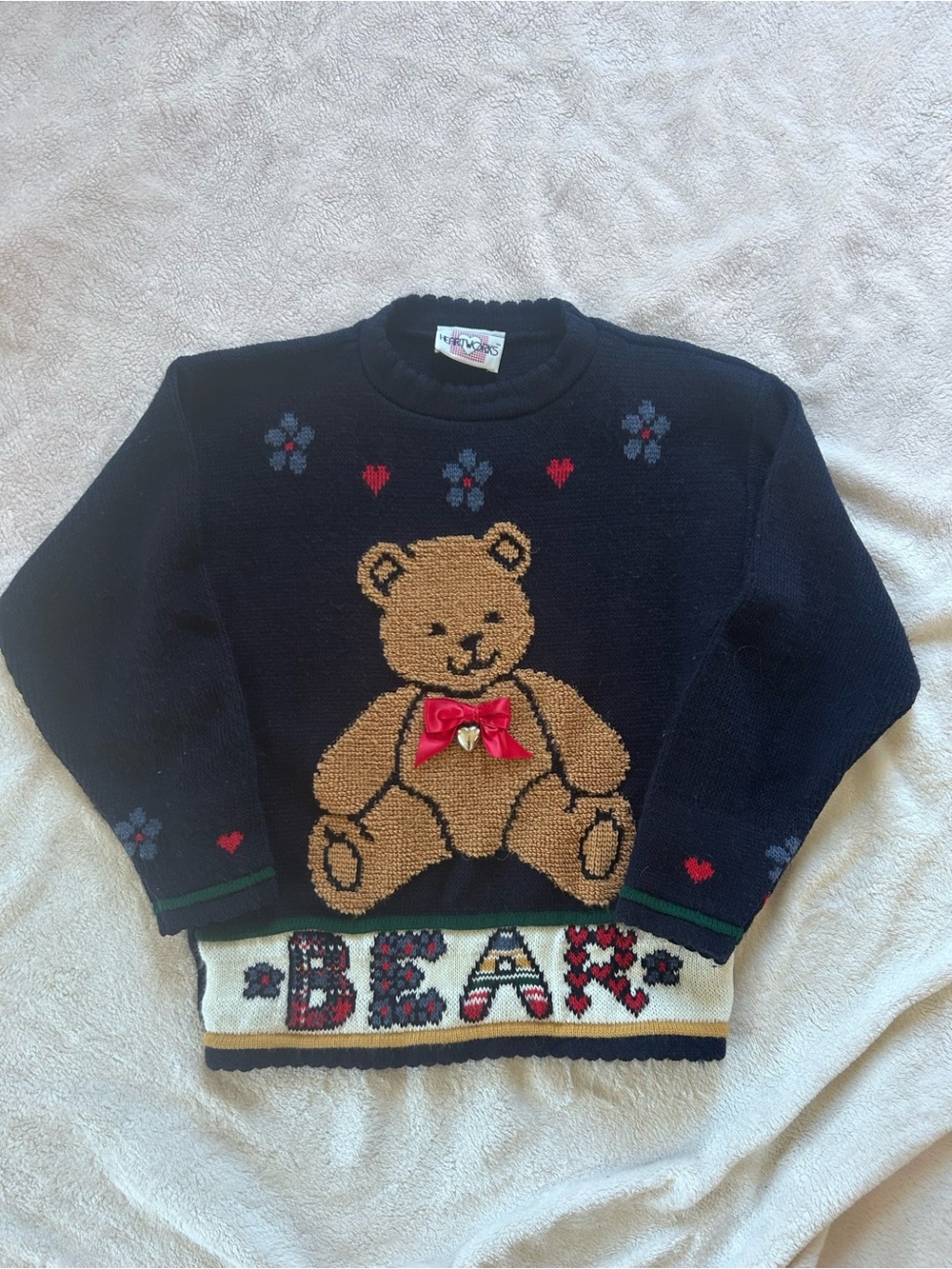 Heartworks Vintage Teddy Bear Knit Sweater